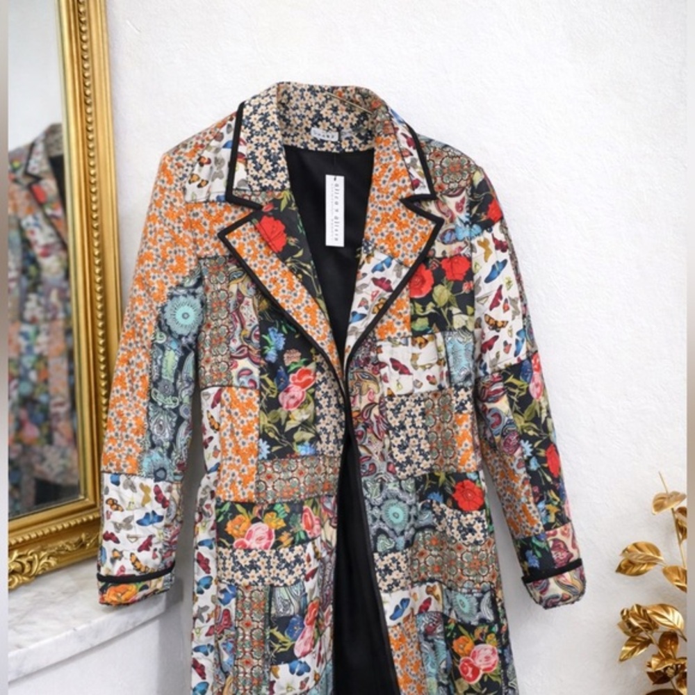 Moya A-Line Quilted Patchwork Coat